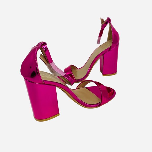 Ankle Strap Metallic Hot Pink Dress Block Heel Sandals Size 6 NEW NWT - Picture 2 of 9
